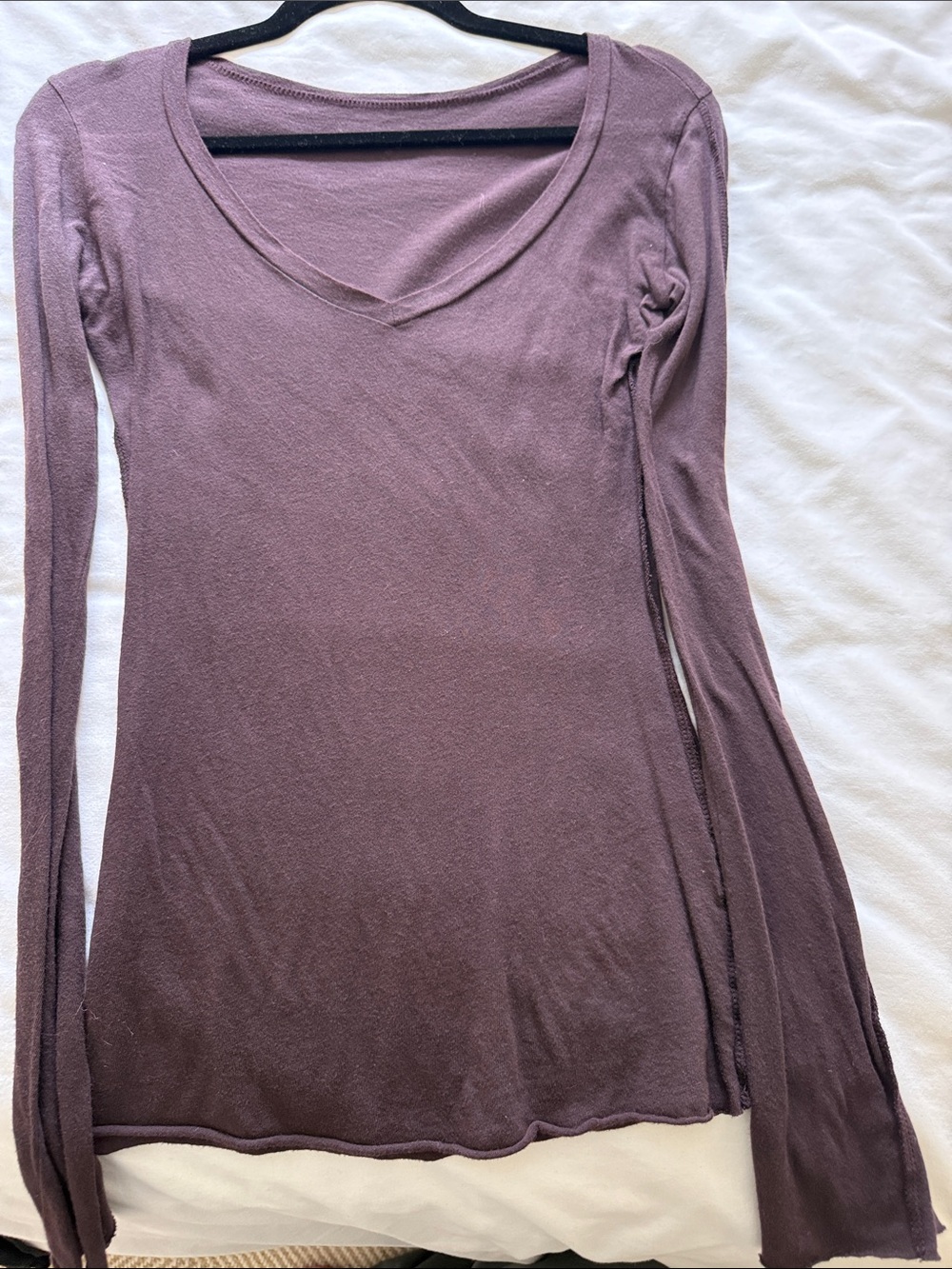 Women's Long Sleeve V-Neck Top - Dusty Mauve